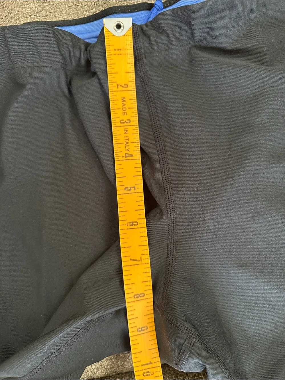Nike Black Capri Leggings with Blue Trim and White Swoosh Back Zip Pocket Capri